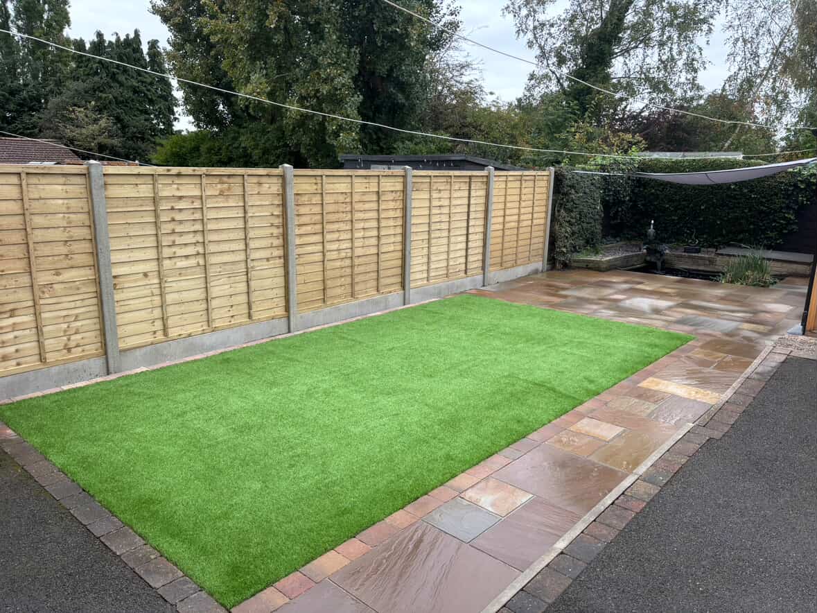 Artificial Grass & Sandstone Path
